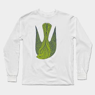 Cute green love bird in the air Long Sleeve T-Shirt